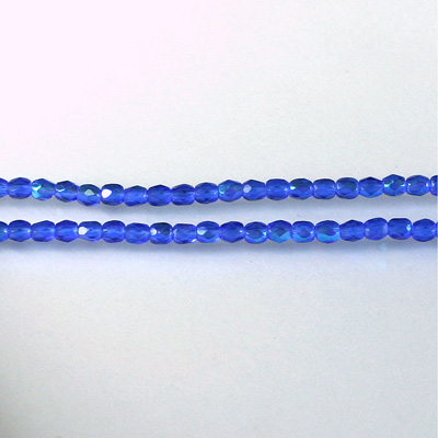 Czech Glass Fire Polish Bead - Round 02MM SAPPHIRE AB