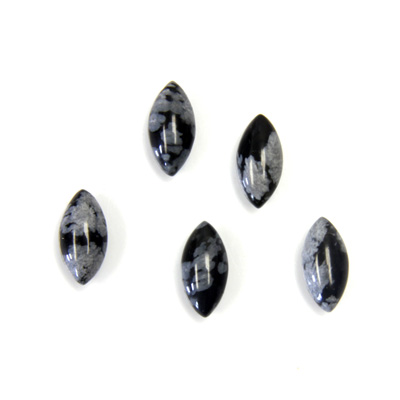 Gemstone Cabochon - Navette 10x5MM SNOWFLAKE OBSIDIAN