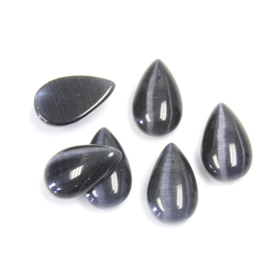 Fiber-Optic Cabochon - Pear 13x8MM CAT'S EYE GREY