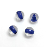 Plastic Bead - Color Lined Smooth Large Hole - Round 10MM CRYSTAL BLUE LINED