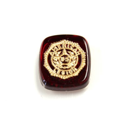 Glass Flat Back Intaglio American LegiOn Cushion Antique 16x14MM GOLD ON RUBY Foiled