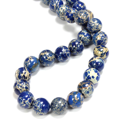 Gemstone Bead - Smooth Round 10MM SEA SEDIMENT JASPER DYED LAPIS