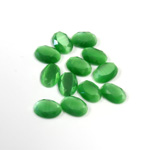 Fiber-Optic Flat Back Stone with Faceted Top and Table - Oval 07x5MM CAT'S EYE GREEN