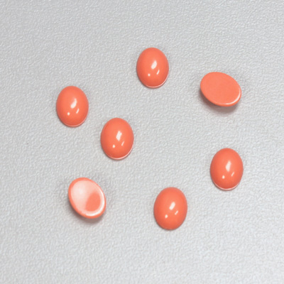 Plastic Flat Back Opaque Cabochon - Oval 08x6MM CORAL