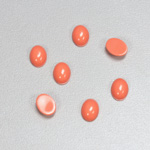 Plastic Flat Back Opaque Cabochon - Oval 08x6MM CORAL