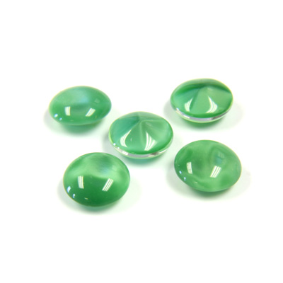 Glass Point Back Buff Top Stone Opaque Doublet - Round 40SS GREEN MOONSTONE