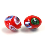 Glass Lampwork Bead - Oval Smooth 16x12MM VENETIAN RED