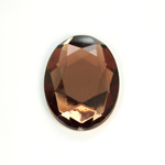 Plastic Flat Back Foiled Rose Cut Rhinestone - Oval 30x22MM SMOKE TOPAZ