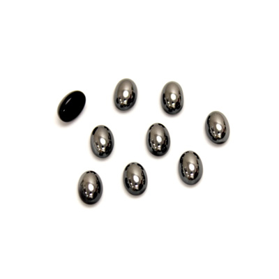 Glass Medium Dome Cabochon - Coated Oval 06x4MM HEMATITE