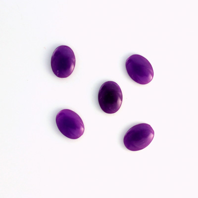 German Plastic Flat Back Buff Top Cabochon - Oval 08x6MM PURPLE MATRIX