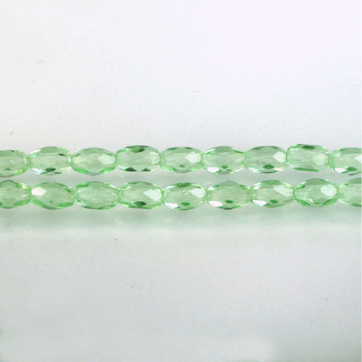 Czech Glass Fire Polish Bead - Oval 06x4MM LT EMERALD