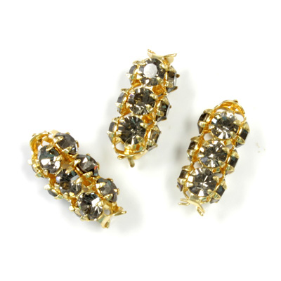 Preciosa Rhinestone Rondelle Crystal Tubes 16x7MM BLACK DIAMOND/GOLD