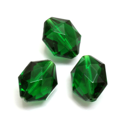 Plastic Bead - Faceted Hexagon 18x14MM EMERALD