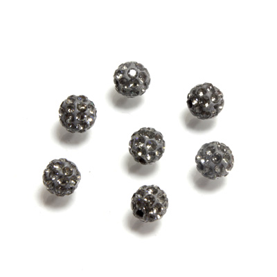 Rhinestone Bead Pave with 1.0MM Hole Metal Base Round 06MM BLACK DIAMOND