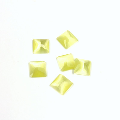 Fiber-Optic Flat Back Stone - Faceted checkerboard Top Square 6x6MM CAT'S EYE YELLOW