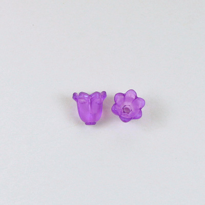 German Plastic Flower with Hole - Bell Shape 09x9MM MATTE DARK AMETHYST