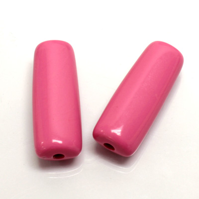 Plastic Bead - Opaque Color Smooth Tube 32x12MM BRIGHT PINK