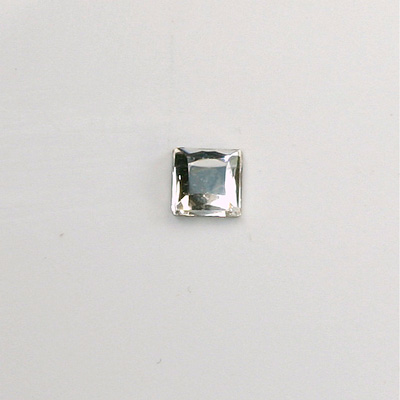 Czech Glass Flat Back Rose Cut Stone - Square 06x6MM CRYSTAL Foiled