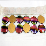 Glass Low Dome Foiled Cabochon Oval 25x18MM Stained Glass