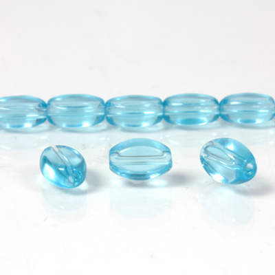 Glass Bead Table Polished - Oval 09x6MM AQUA