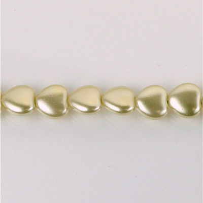 Czech Glass Pearl Bead - Heart 08x8MM LT OLIVE 70457