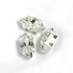 Crystal Stone in Metal Sew-On Setting - Navette 08x4MM CRYSTAL-SILVER
