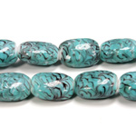 Glass Lampwork Bead - Keg Smooth 19x14MM BLUE MATRIX