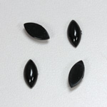 Plastic Flat Back Opaque Cabochon - Navette 15x7MM JET