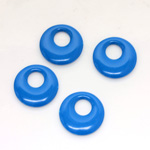 Plastic Pendant - Opaque Color Smooth Round Creole 17MM BRIGHT BLUE