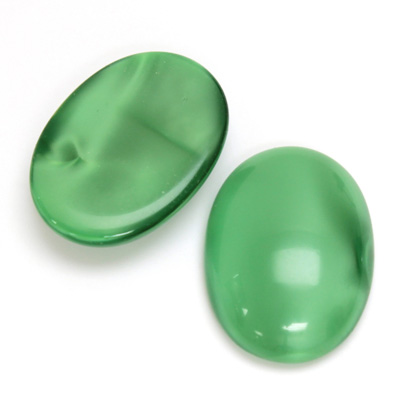 Glass Medium Dome Cabochon - Oval 25x18MM MOONSTONE GREEN