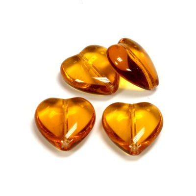 Czech Pressed Glass Bead - Smooth Heart 16x15MM TOPAZ