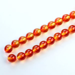 Czech Pressed Glass Bead - Smooth 2-Tone Round 06MM COATED ORANGE/YELLOW 64815