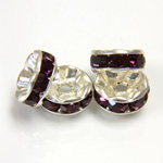 Czech Rhinestone Rondelle - Round 08MM AMETHYST-SILVER