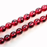 Czech Pressed Glass Bead - Smooth Round 08MM SPECKLE COATED RUBY 64989
