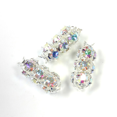 Preciosa Rhinestone Rondelle Crystal Tubes 16x7MM CRYSTAL AB/SILVER