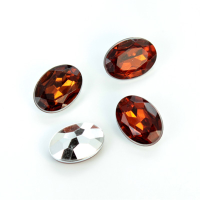 Plastic Point Back Foiled Stone - Oval 14x10MM SMOKE TOPAZ