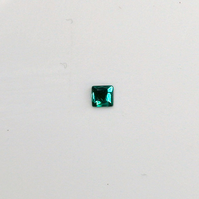 Czech Glass Flat Back Rose Cut Stone - Square 04x4MM EMERALD Foiled