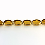 Glass Fire Polished Table Cut Window Bead - Oval 12x8MM SMOKE TOPAZ with METALLIC COATING