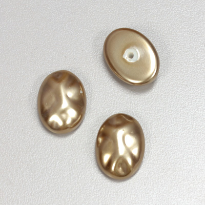 Glass Cabochon Baroque Top Pearl Dipped - Oval 18x13MM LT BROWN