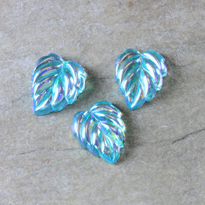 Preciosa Glass Flat Back Leaf 12MM AQUA AB Foiled