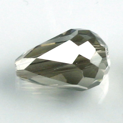 Chinese Cut Crystal Bead - Pear 14x10MM GREY