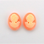 Plastic Cameo - Woman with Drop Earring Oval 18x13MM IVORY ON CORNELIAN