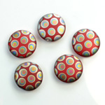 Glass Low Dome Buff Top Cabochon - Peacock Round 13MM MATTE RED