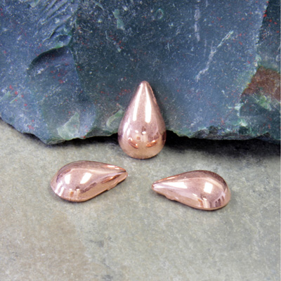 Plastic Flat Back Metalized Cabochon - Pear 13x8.5mm COPPER