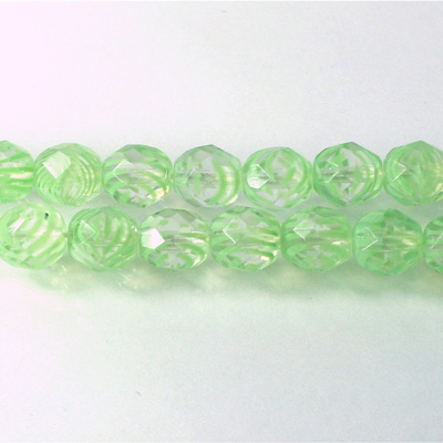 Czech Glass Fire Polish Bead - Round 08MM STRIPED GREEN