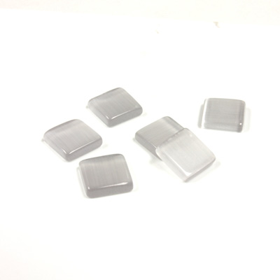 Fiber-Optic Flat Back Buff Top Straight Side Stone - Square 08x8MM CAT'S EYE LT GREY