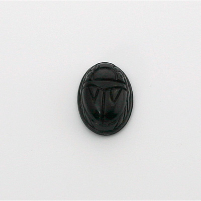 German Plastic Flat Back Scarab - Oval 14x10MM JET