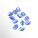 Fiber-Optic Flat Back Stone with Faceted Top and Table - Oval 06x4MM CAT'S EYE LT BLUE