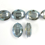 Chinese Cut Crystal Bead - Oval 12x9MM GREEN LUMI COAT