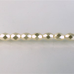 Czech Glass Pearl Faceted Fire Polish Bead - Oval 07x5MM CREME 70414